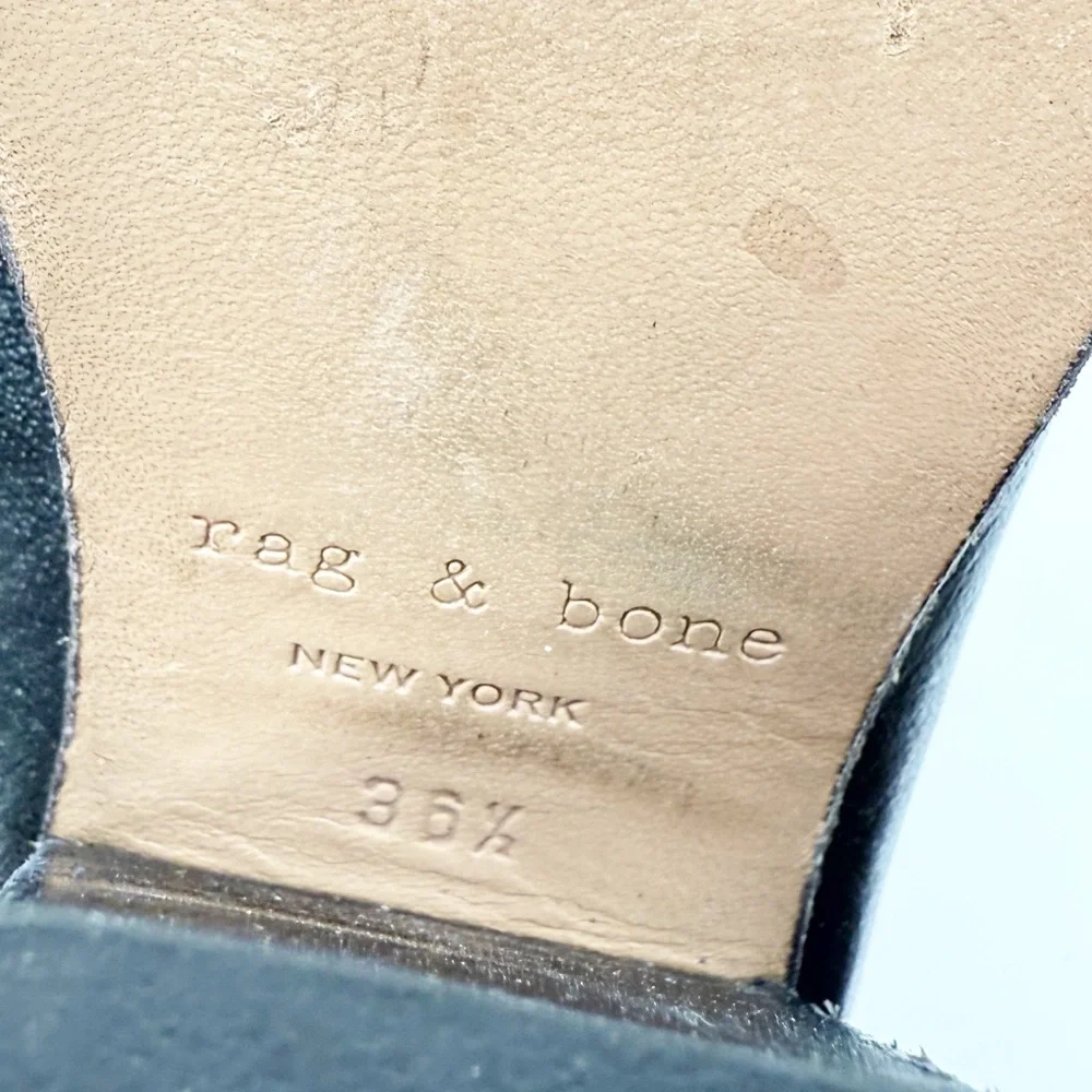Rag & Bone Harrow Black Leather Boots Bootie, Size 36.5 - Picture 13 of 14
